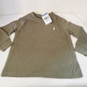 New Polo by Ralph Lauren Olive Long Sleeve Shirt Toddler Boys sz 18M